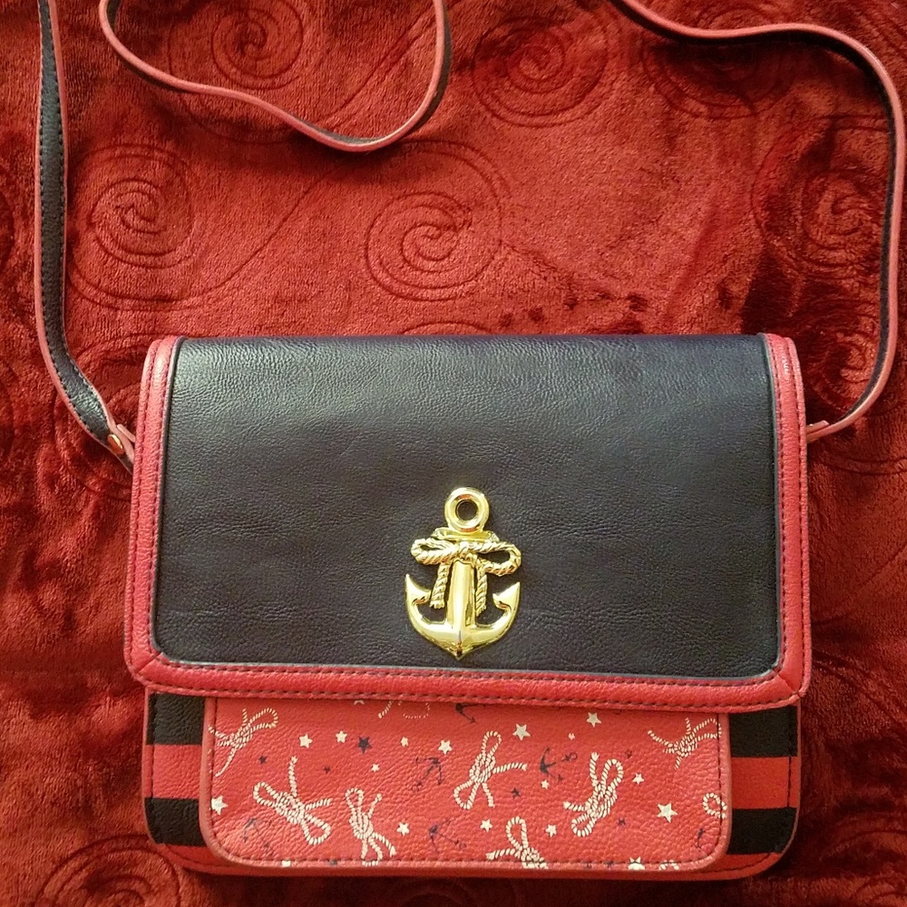 Betsey Johnson ~Nautical Anchor/Rope Crossbody Bag